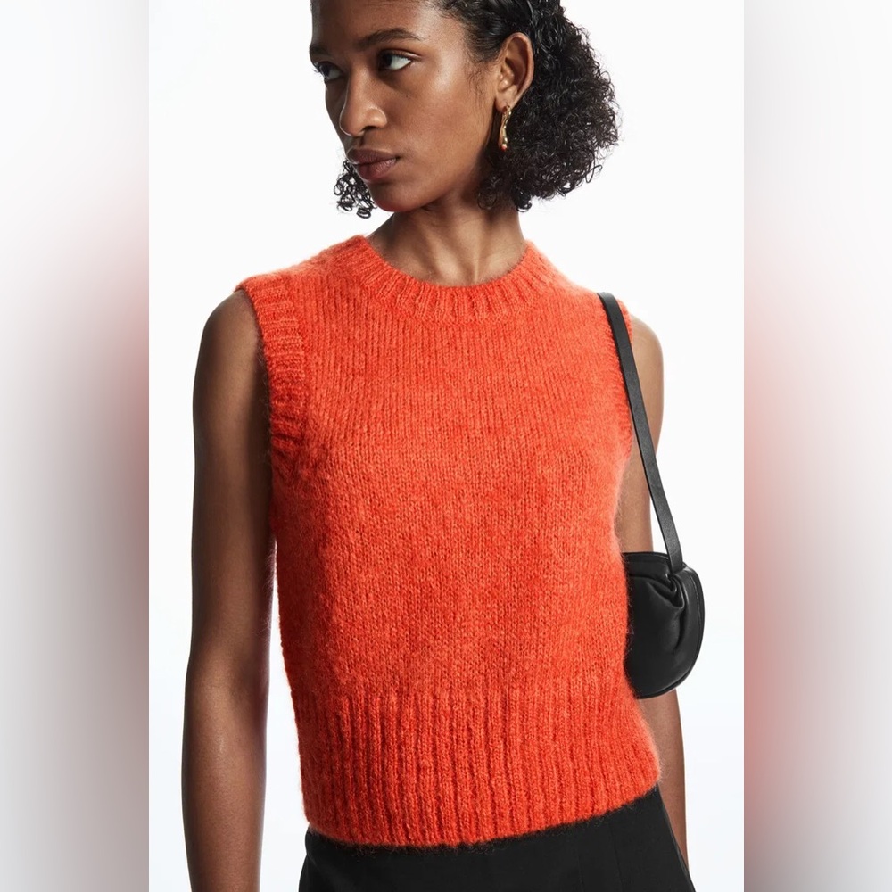 COS Bright Orangey Red Mohair Sweater Tank